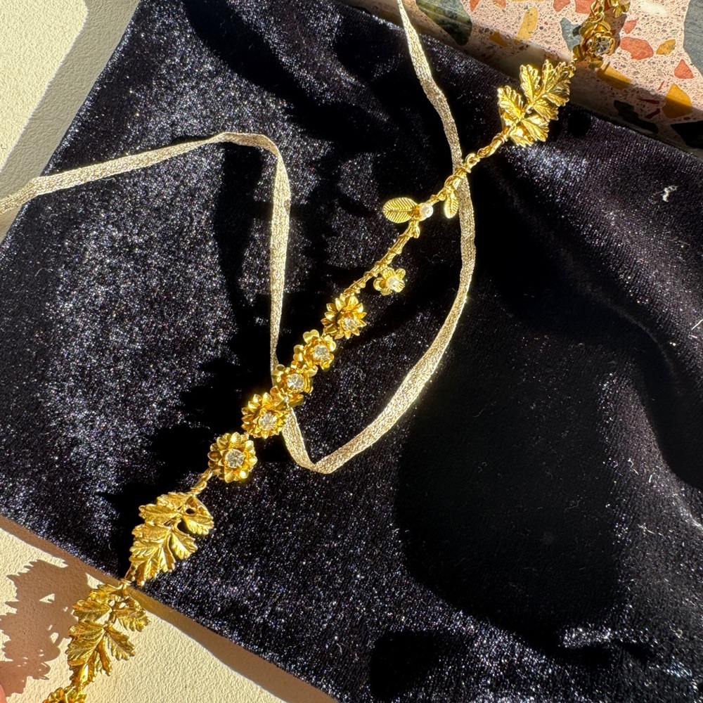 UNTAMED PETALS BY AMANDA JUDGE Gold Leaf and Floral Headband